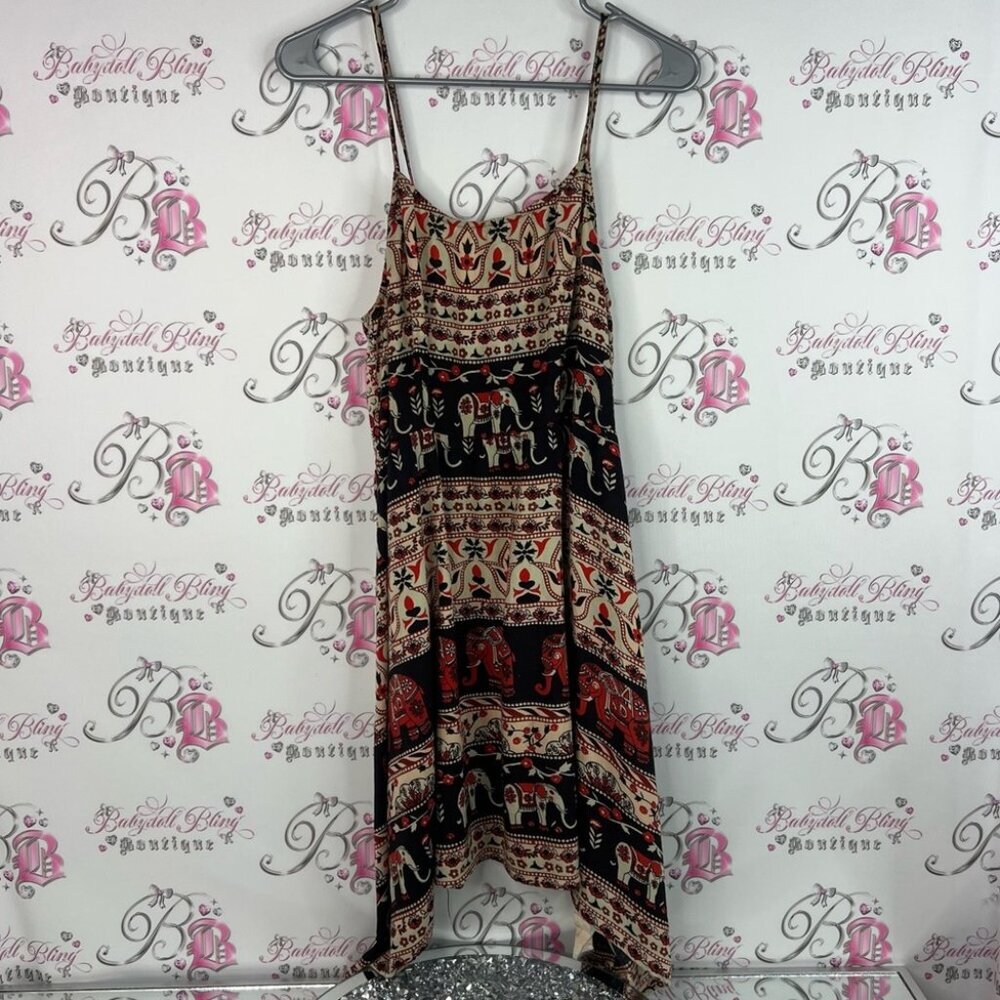 Bluenotes dress Elephant Print Mini Dress - Black and Red Thailand style